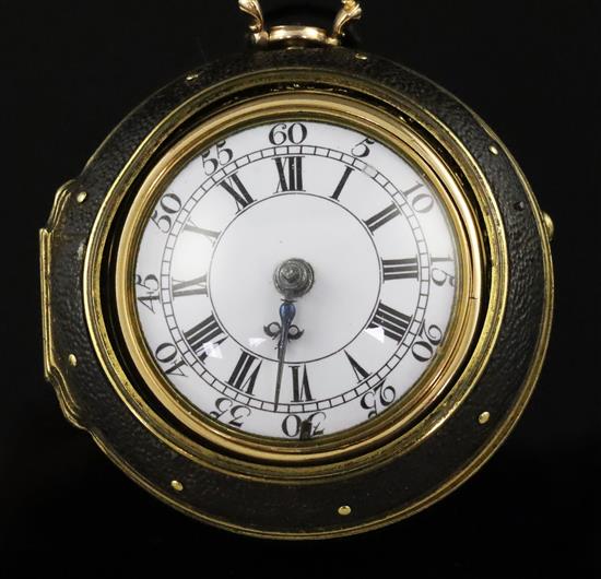 Francis Perigal, London, a George III gold embossed triple-cased pocket watch, No. 623, with leather-covered outer case